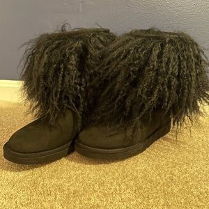 Black UGG Mongolian fur booties